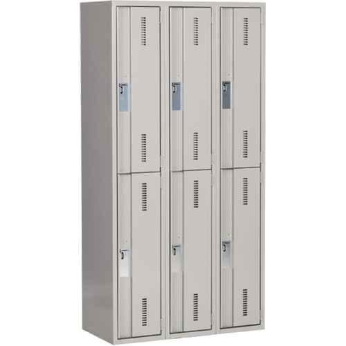 Casiers robustes Concorde, 2 niveaux, Bloc de 3, 36" x 18" x 72", Acier, Gris, Soud&eacute; (assembl&eacute;) Helyx Safety & Industrial Supplies