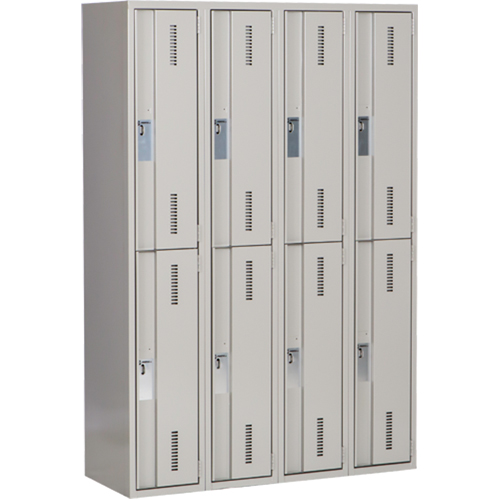 Casiers robustes Concorde, 2 niveaux, Bloc de 4, 48" x 18" x 72", Acier, Gris, Soud&eacute; (assembl&eacute;) Helyx Safety & Industrial Supplies