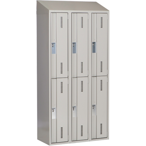 Casiers robustes Concorde, 2 niveaux, Bloc de 3, 36" x 18" x 78", Acier, Gris, Soud&eacute; (assembl&eacute;) Helyx Safety & Industrial Supplies