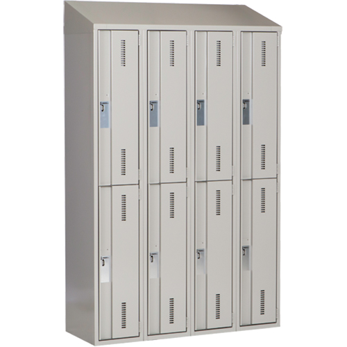 Casiers robustes Concorde, 2 niveaux, Bloc de 4, 48" x 18" x 78", Acier, Gris, Soud&eacute; (assembl&eacute;) Helyx Safety & Industrial Supplies