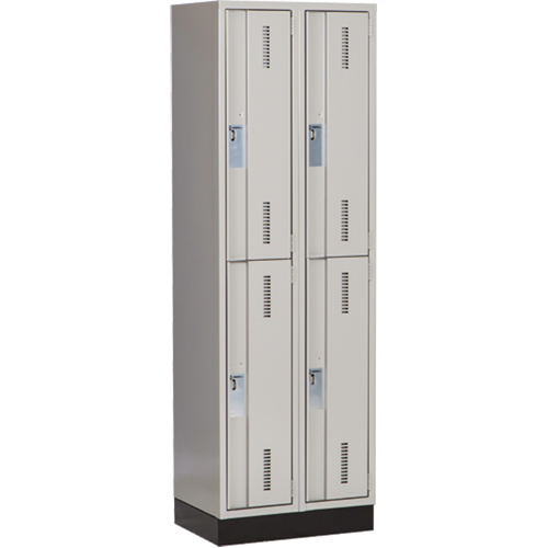 Casiers robustes Concorde, 2 niveaux, Bloc de 2, 24" x 18" x 76", Acier, Gris, Soud&eacute; (assembl&eacute;) Helyx Safety & Industrial Supplies