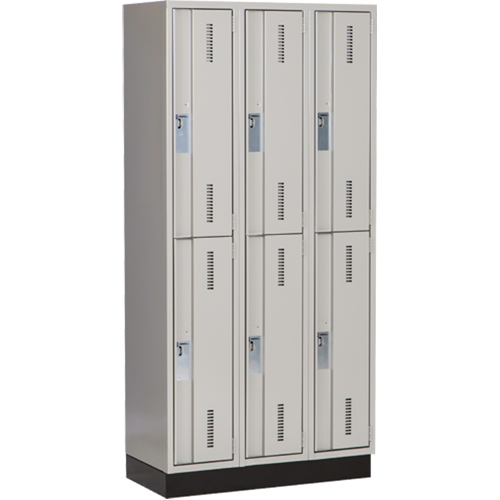 Casiers robustes Concorde, 2 niveaux, Bloc de 3, 36" x 18" x 76", Acier, Gris, Soud&eacute; (assembl&eacute;) Helyx Safety & Industrial Supplies