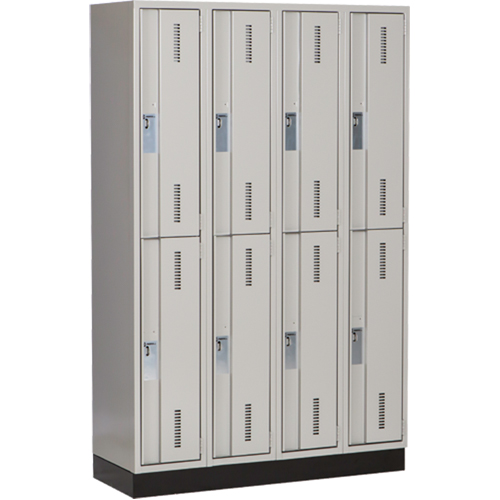 Casiers robustes Concorde, 2 niveaux, Bloc de 4, 48" x 18" x 76", Acier, Gris, Soud&eacute; (assembl&eacute;) Helyx Safety & Industrial Supplies