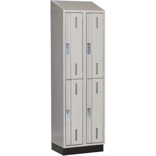 Casiers robustes Concorde, 2 niveaux, Bloc de 2, 24" x 18" x 82", Acier, Gris, Soud&eacute; (assembl&eacute;) Helyx Safety & Industrial Supplies