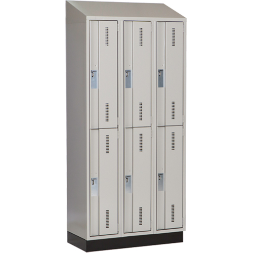 Casiers robustes Concorde, 2 niveaux, Bloc de 3, 36" x 18" x 82", Acier, Gris, Soud&eacute; (assembl&eacute;) Helyx Safety & Industrial Supplies