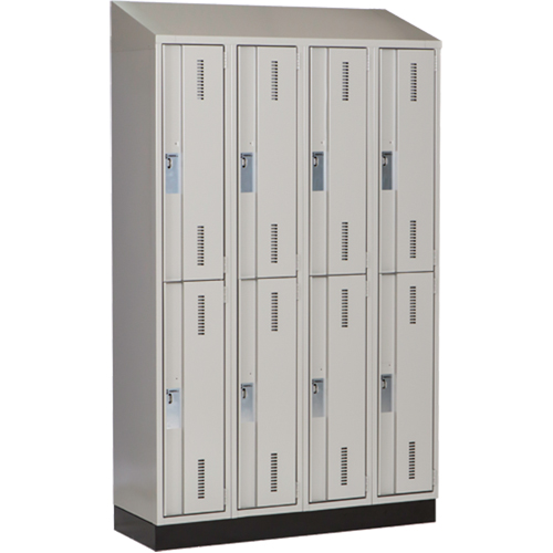 Casiers robustes Concorde, 2 niveaux, Bloc de 4, 48" x 18" x 82", Acier, Gris, Soud&eacute; (assembl&eacute;) Helyx Safety & Industrial Supplies
