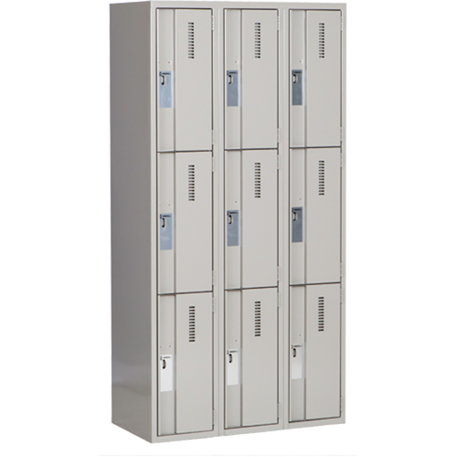 Casiers robustes Concorde, 3 niveaux, Bloc de 3, 36" x 18" x 72", Acier, Gris, Soud&eacute; (assembl&eacute;) Helyx Safety & Industrial Supplies