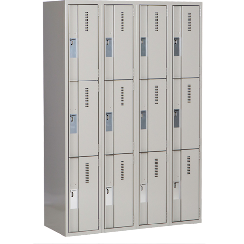 Casiers robustes Concorde, 3 niveaux, Bloc de 4, 48" x 18" x 72", Acier, Gris, Soud&eacute; (assembl&eacute;) Helyx Safety & Industrial Supplies