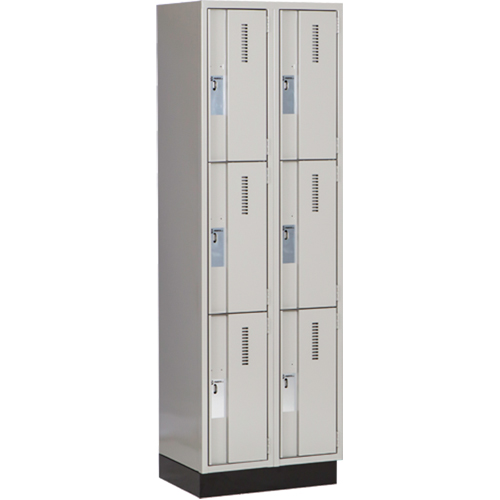 Casiers robustes Concorde, 3 niveaux, Bloc de 2, 24" x 18" x 76", Acier, Gris, Soud&eacute; (assembl&eacute;) Helyx Safety & Industrial Supplies