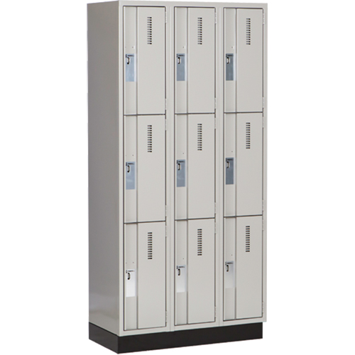 Casiers robustes Concorde, 3 niveaux, Bloc de 3, 36" x 18" x 76", Acier, Gris, Soud&eacute; (assembl&eacute;) Helyx Safety & Industrial Supplies
