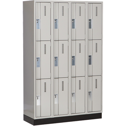 Casiers robustes Concorde, 3 niveaux, Bloc de 4, 48" x 18" x 76", Acier, Gris, Soud&eacute; (assembl&eacute;) Helyx Safety & Industrial Supplies