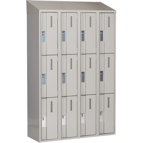 Casiers robustes Concorde, 3 niveaux, Bloc de 4, 48" x 18" x 78", Acier, Gris, Soud&eacute; (assembl&eacute;) Helyx Safety & Industrial Supplies