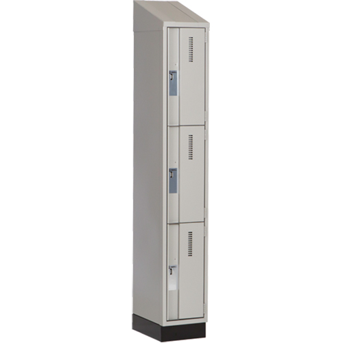 Concorde Heavy-Duty Lockers, 3 -tier, 12" x 18" x 82", Steel, Grey, Welded (Assembled) Helyx Safety & Industrial Supplies