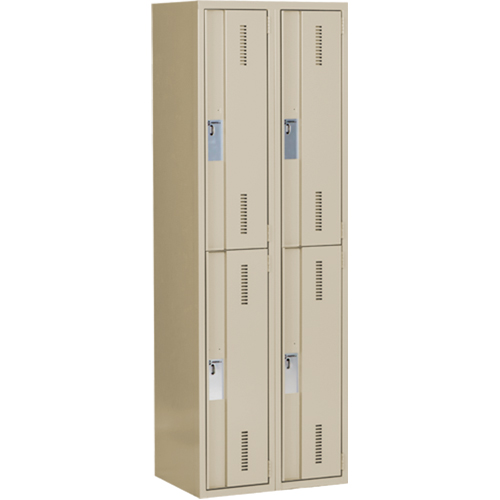 Casiers robustes Concorde, 2 niveaux, Bloc de 2, 24" x 18" x 72", Acier, Beige, Soud&eacute; (assembl&eacute;) Helyx Safety & Industrial Supplies