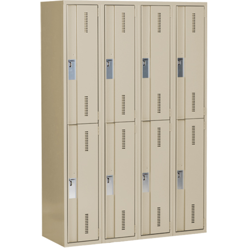 Casiers robustes Concorde, 2 niveaux, Bloc de 4, 48" x 18" x 72", Acier, Beige, Soud&eacute; (assembl&eacute;) Helyx Safety & Industrial Supplies