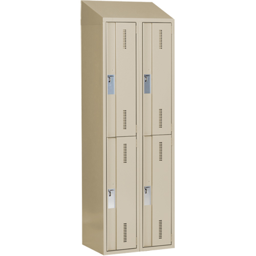 Casiers robustes Concorde, 2 niveaux, Bloc de 2, 24" x 18" x 78", Acier, Beige, Soud&eacute; (assembl&eacute;) Helyx Safety & Industrial Supplies