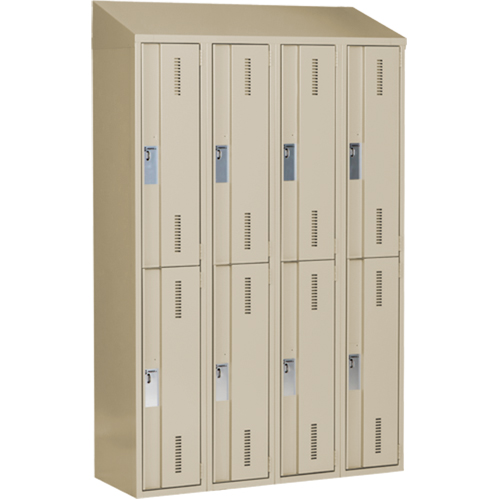 Casiers robustes Concorde, 2 niveaux, Bloc de 4, 48" x 18" x 78", Acier, Beige, Soud&eacute; (assembl&eacute;) Helyx Safety & Industrial Supplies