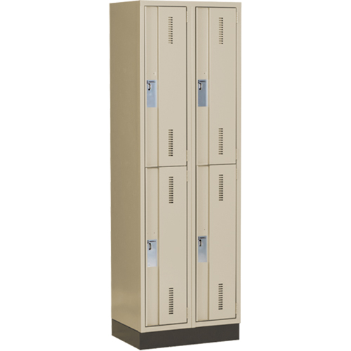 Casiers robustes Concorde, 2 niveaux, Bloc de 2, 24" x 18" x 76", Acier, Beige, Soud&eacute; (assembl&eacute;) Helyx Safety & Industrial Supplies