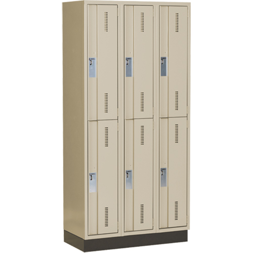 Casiers robustes Concorde, 2 niveaux, Bloc de 3, 36" x 18" x 76", Acier, Beige, Soud&eacute; (assembl&eacute;) Helyx Safety & Industrial Supplies