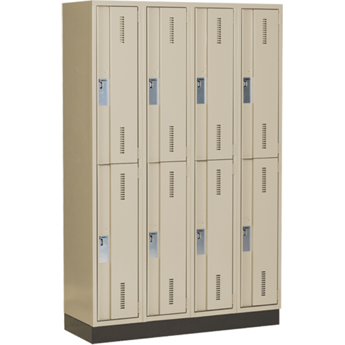 Casiers robustes Concorde, 2 niveaux, Bloc de 4, 48" x 18" x 76", Acier, Beige, Soud&eacute; (assembl&eacute;) Helyx Safety & Industrial Supplies