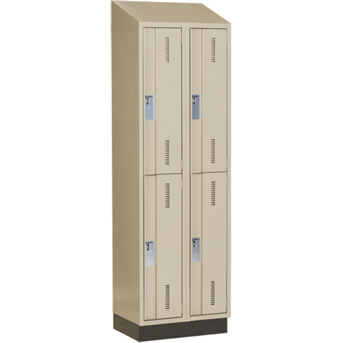 Casiers robustes Concorde, 2 niveaux, Bloc de 2, 24" x 18" x 82", Acier, Beige, Soud&eacute; (assembl&eacute;) Helyx Safety & Industrial Supplies