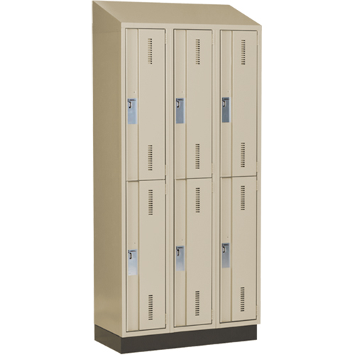 Casiers robustes Concorde, 2 niveaux, Bloc de 3, 36" x 18" x 82", Acier, Beige, Soud&eacute; (assembl&eacute;) Helyx Safety & Industrial Supplies