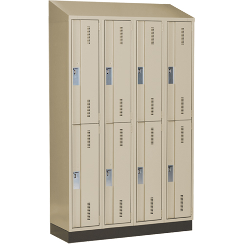 Casiers robustes Concorde, 2 niveaux, Bloc de 4, 48" x 18" x 82", Acier, Beige, Soud&eacute; (assembl&eacute;) Helyx Safety & Industrial Supplies