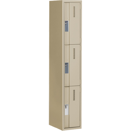 Casiers robustes Concorde, 3 niveaux, 12" x 18" x 72", Acier, Beige, Soud&eacute; (assembl&eacute;) Helyx Safety & Industrial Supplies