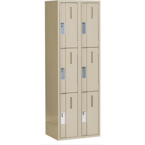 Casiers robustes Concorde, 3 niveaux, Bloc de 2, 24" x 18" x 72", Acier, Beige, Soud&eacute; (assembl&eacute;) Helyx Safety & Industrial Supplies