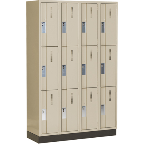 Casiers robustes Concorde, 3 niveaux, Bloc de 4, 48" x 18" x 76", Acier, Beige, Soud&eacute; (assembl&eacute;) Helyx Safety & Industrial Supplies