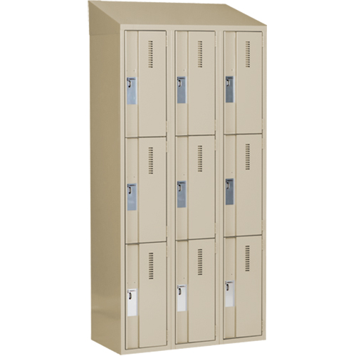 Casiers robustes Concorde, 3 niveaux, Bloc de 3, 36" x 18" x 78", Acier, Beige, Soud&eacute; (assembl&eacute;) Helyx Safety & Industrial Supplies