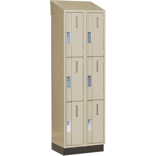 Casiers robustes Concorde, 3 niveaux, Bloc de 2, 24" x 18" x 82", Acier, Beige, Soud&eacute; (assembl&eacute;) Helyx Safety & Industrial Supplies