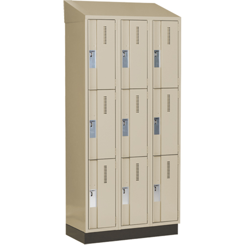 Casiers robustes Concorde, 3 niveaux, Bloc de 3, 36" x 18" x 82", Acier, Beige, Soud&eacute; (assembl&eacute;) Helyx Safety & Industrial Supplies