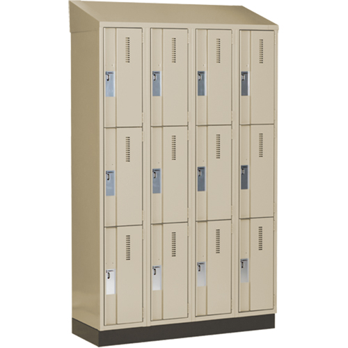 Casiers robustes Concorde, 3 niveaux, Bloc de 4, 48" x 18" x 82", Acier, Beige, Soud&eacute; (assembl&eacute;) Helyx Safety & Industrial Supplies