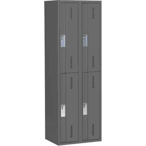Casiers robustes Concorde, 2 niveaux, Bloc de 2, 24" x 18" x 72", Acier, Charbon, Soud&eacute; (assembl&eacute;) Helyx Safety & Industrial Supplies