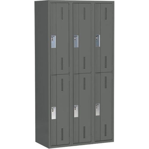 Casiers robustes Concorde, 2 niveaux, Bloc de 3, 36" x 18" x 72", Acier, Charbon, Soud&eacute; (assembl&eacute;) Helyx Safety & Industrial Supplies