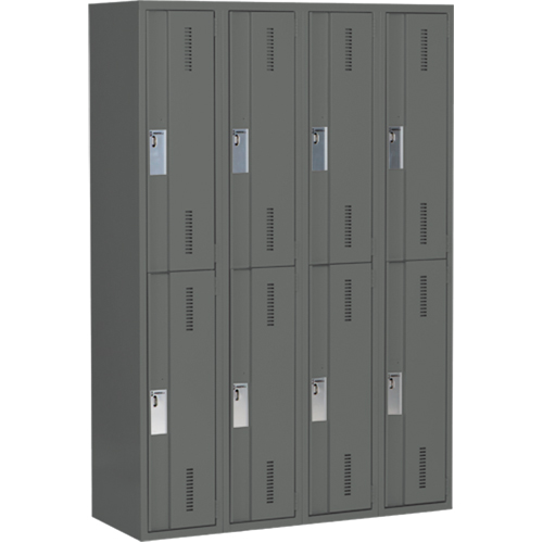 Casiers robustes Concorde, 2 niveaux, Bloc de 4, 48" x 18" x 72", Acier, Charbon, Soud&eacute; (assembl&eacute;) Helyx Safety & Industrial Supplies