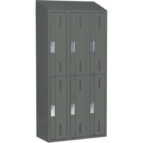 Casiers robustes Concorde, 2 niveaux, Bloc de 3, 36" x 18" x 78", Acier, Charbon, Soud&eacute; (assembl&eacute;) Helyx Safety & Industrial Supplies