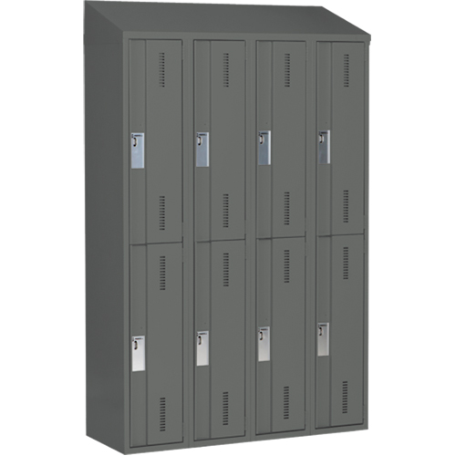 Casiers robustes Concorde, 2 niveaux, Bloc de 4, 48" x 18" x 78", Acier, Charbon, Soud&eacute; (assembl&eacute;) Helyx Safety & Industrial Supplies