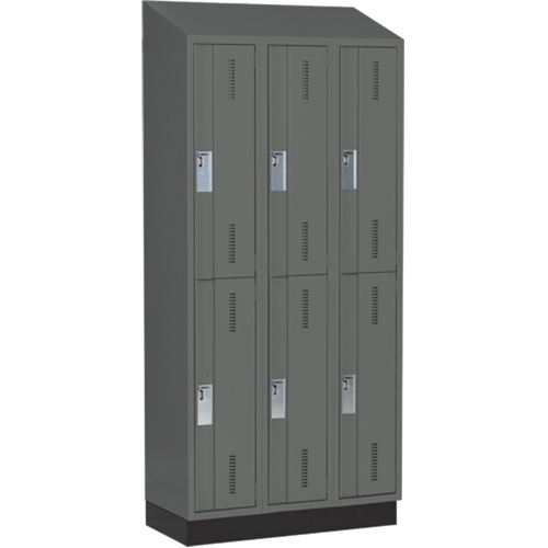 Casiers robustes Concorde, 2 niveaux, Bloc de 3, 36" x 18" x 82", Acier, Charbon, Soud&eacute; (assembl&eacute;) Helyx Safety & Industrial Supplies