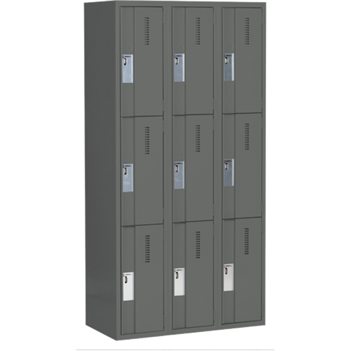 Casiers robustes Concorde, 3 niveaux, Bloc de 3, 36" x 18" x 72", Acier, Charbon, Soud&eacute; (assembl&eacute;) Helyx Safety & Industrial Supplies