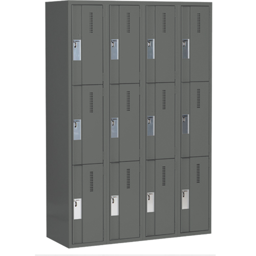Casiers robustes Concorde, 3 niveaux, Bloc de 4, 48" x 18" x 72", Acier, Charbon, Soud&eacute; (assembl&eacute;) Helyx Safety & Industrial Supplies
