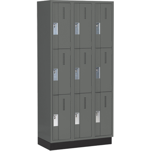 Casiers robustes Concorde, 3 niveaux, Bloc de 3, 36" x 18" x 76", Acier, Charbon, Soud&eacute; (assembl&eacute;) Helyx Safety & Industrial Supplies