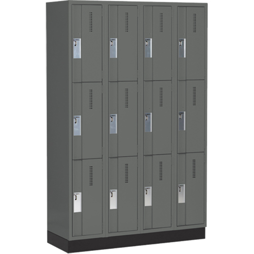 Casiers robustes Concorde, 3 niveaux, Bloc de 4, 48" x 18" x 76", Acier, Charbon, Soud&eacute; (assembl&eacute;) Helyx Safety & Industrial Supplies
