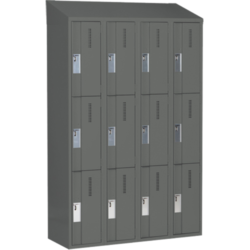 Casiers robustes Concorde, 3 niveaux, Bloc de 4, 48" x 18" x 78", Acier, Charbon, Soud&eacute; (assembl&eacute;) Helyx Safety & Industrial Supplies