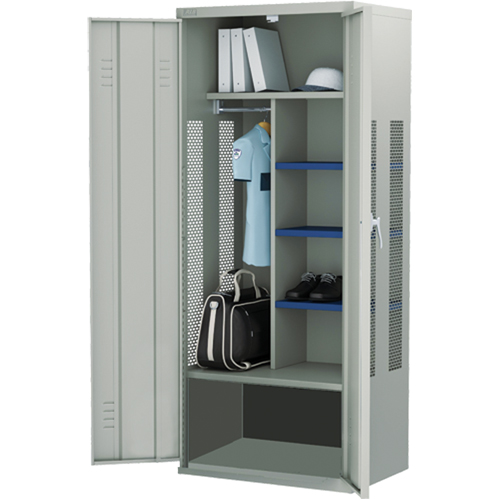 Gear Locker, Steel, 36" W x 24" D x 72" H, Grey Helyx Safety & Industrial Supplies