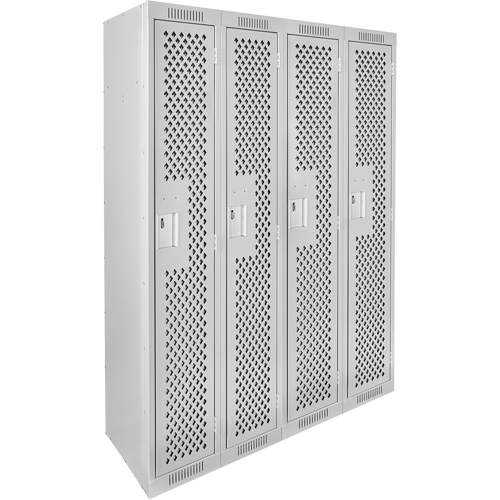 Casiers Clean Line, Bloc de 4, 48" x 15" x 72", Acier, Gris, Rivet (assembl&eacute;), Perfor&eacute; Helyx Safety & Industrial Supplies
