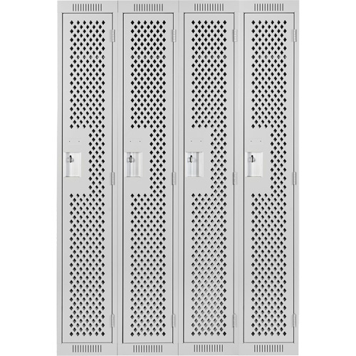 Casiers Clean Line, Bloc de 4, 48" x 15" x 72", Acier, Gris, Rivet (assembl&eacute;), Perfor&eacute; Helyx Safety & Industrial Supplies