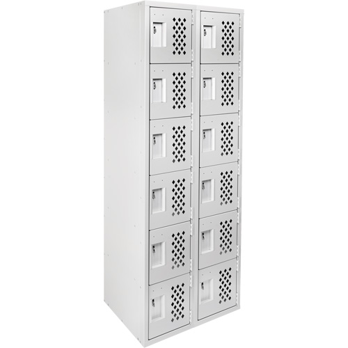 Petit casier perfor&eacute; Clean-Line, 6 niveaux, Bloc de 2, 12" x 72" x 12", Acier Helyx Safety & Industrial Supplies
