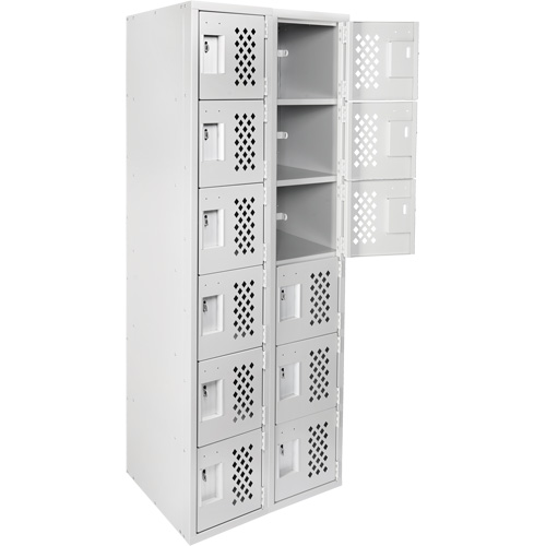 Petit casier perfor&eacute; Clean-Line, 6 niveaux, Bloc de 2, 12" x 72" x 12", Acier Helyx Safety & Industrial Supplies